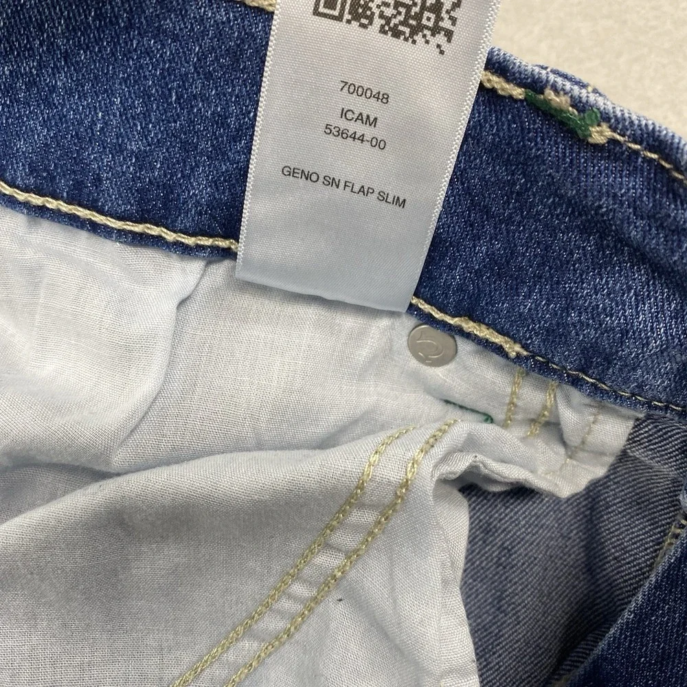 True Religion Jeans Mens 36x32 Blue Denim Pants Geno Relaxed Slim Flap Pocket